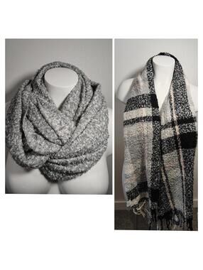 Womens Scarf Scarves Wrap Around 2 Piece Plaid Winter Warm Fringed Colorful Soft